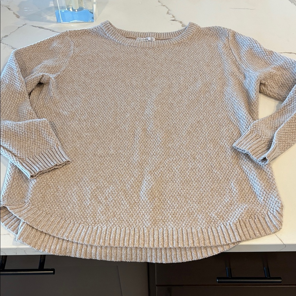 Pink Clover Textured Beige Sweater